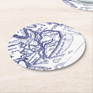 Hilton Head Island SC Vintag Map Navy Blue Runder Pappuntersetzer