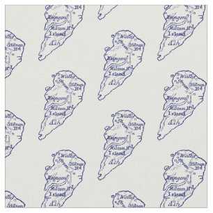 Hilton Head Island SC Vintag Map Navy Blue Stoff