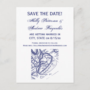 Hilton Head Island SC Vintage Karte Navy Blau