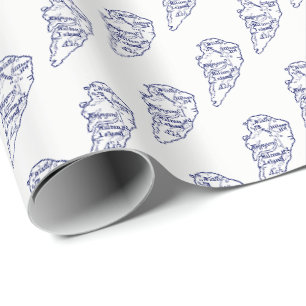Hilton Head Island SC Vintage Karte Navy Blau Geschenkpapier