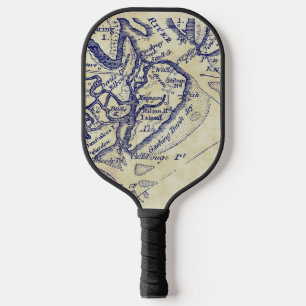Hilton Head Island SC Vintage Karte Navy Blau Tee  Pickleball Schläger