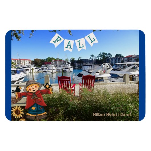 Hilton Head Island Sea Pines Marina Fall Scarecrow Magnet (Horizontal)