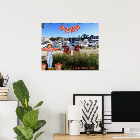 Hilton Head Island Sea Pines Marina Fall Scarecrow Poster (Heimbüro)
