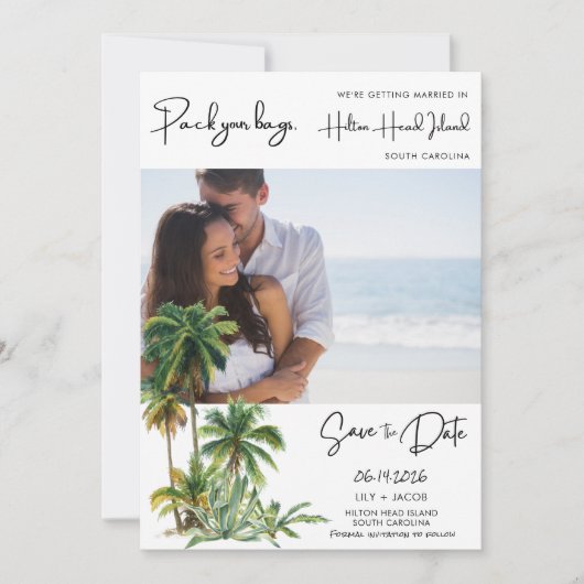 Hilton Head Island Wedding Save the Date (Vorderseite)