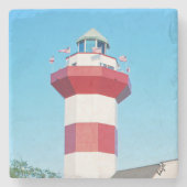 Hilton- Head Islandleuchtturm-Untersetzer Steinuntersetzer (Vorderseite)