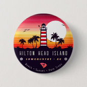 Hilton Head Leuchtturm SC Retro Sunset Souvenirs Button (Vorderseite)