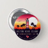 Hilton Head Leuchtturm SC Retro Sunset Souvenirs Button (Vorne & Hinten)