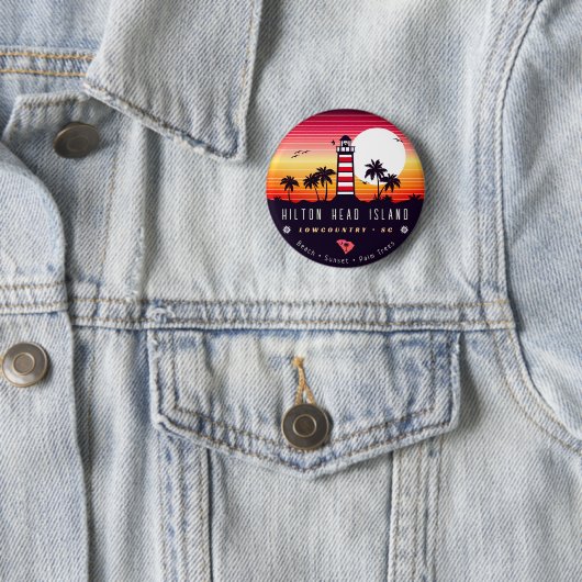 Hilton Head Leuchtturm SC Retro Sunset Souvenirs Button (Beispiel)