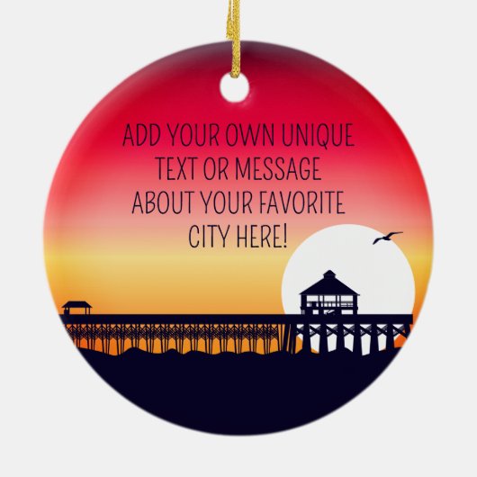 Hilton Head Leuchtturm SC Retro Sunset Souvenirs Keramik Ornament (Hinten)