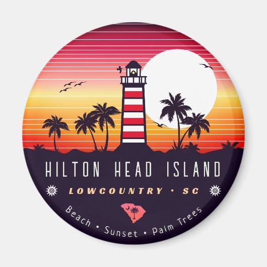 Hilton Head Leuchtturm SC Retro Sunset Souvenirs Magnet (Vorne)