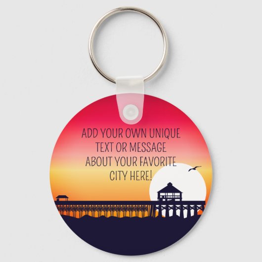 Hilton Head Leuchtturm SC Retro Sunset Souvenirs Schlüsselanhänger (Rückseite)