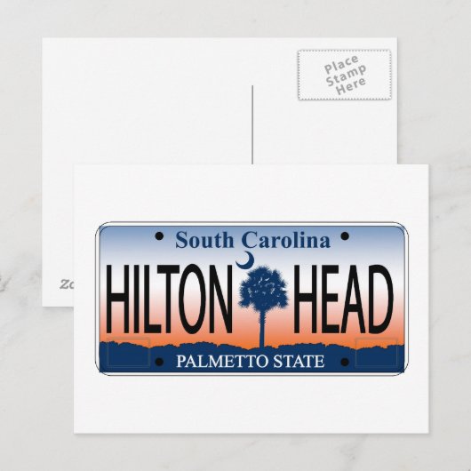 HILTON HEAD License Plate Postkarte (Vorne/Hinten)