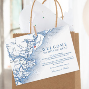 Hilton Head Navy Wedding Willkommensreise Dankeskarte