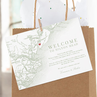 Hilton Head Sage Green Wedding Willkommenstour Dankeskarte