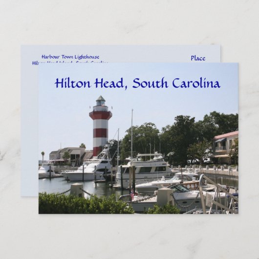 Hilton Head, SC Harbour Town Lighthouse Postcard Postkarte (Vorne/Hinten)