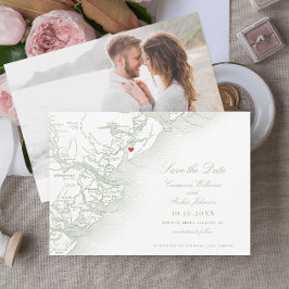 Hilton Head SC Karte Elegant Sage Green Wedding