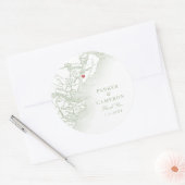 Hilton Head SC Karte Elegante Sage Gastgeschenk Ho Runder Aufkleber (Umschlag)