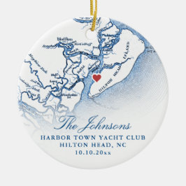 Hilton Head SC Map Hochzeitliches Foto Weihnachten Keramik Ornament