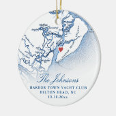 Hilton Head SC Map Hochzeitliches Foto Weihnachten Keramik Ornament (Links)