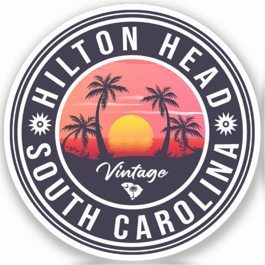 Hilton Head South Carolina Retro Souvenirs Aufkleber (Vorderseite)