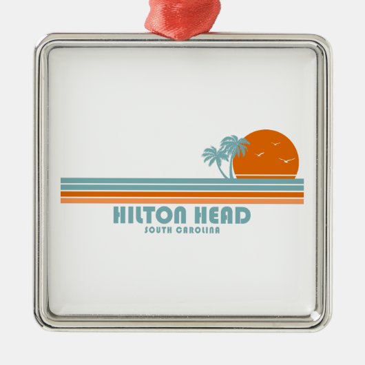 Hilton Head South Carolina Sun Palm Trees Ornament Aus Metall (Vorne)