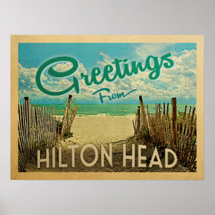 Hilton Head Strand-Vintage Reise Poster