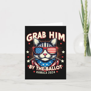 Him by the Ballot Kamala 2024 Cat Lovers US Flag Karte