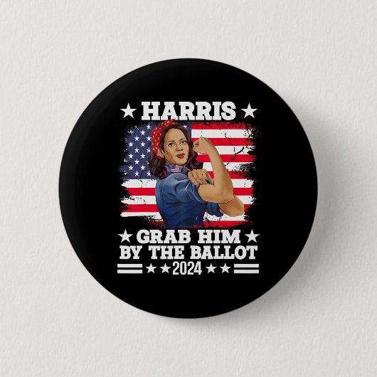 Him By the Ballot Kamala 2024 Funny Harris Electio Button (Vorderseite)
