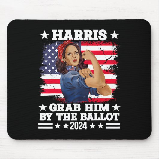 Him By the Ballot Kamala 2024 Funny Harris Electio Mousepad (Vorne)