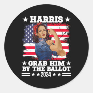 Him By the Ballot Kamala 2024 Funny Harris Electio Runder Aufkleber