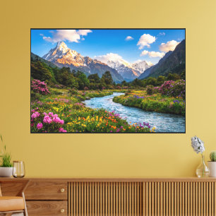 Himalaya-Fluss der Farben – Berglandschaft Leinwanddruck