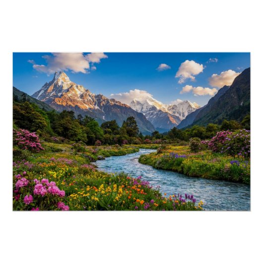 Himalaya-Fluss der Farben – Berglandschaft Poster (Vorderseite)
