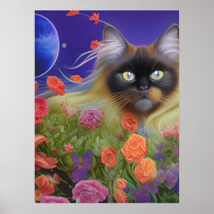 Himalaya-Katze im Garten Poster
