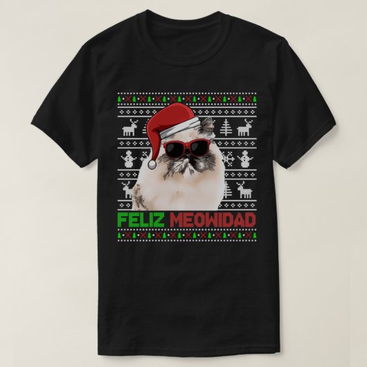 Himalayan Cat Feliz Meowidad Funny Christmas Pullo T-Shirt (Design vorne)