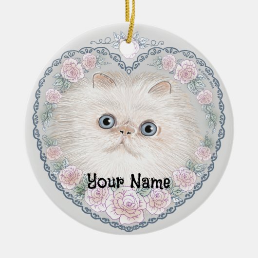 Himalayan Cat Heart Keramik Ornament (Vorne)