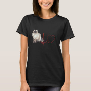 Himalayan Cat Heartbeat EKG Funny I Liebe My Cat T-Shirt