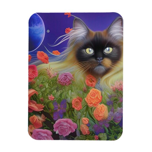 Himalayan Cat in Blume Magnet (Vertikal)