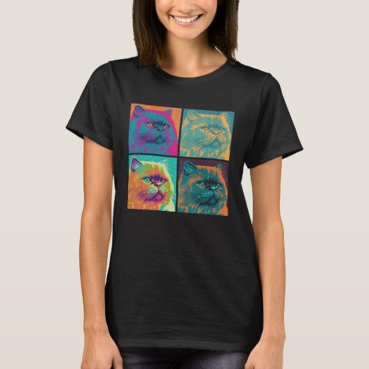Himalayan Cat Pop Illustration Colorful Animal 1 T-Shirt (Vorderseite)