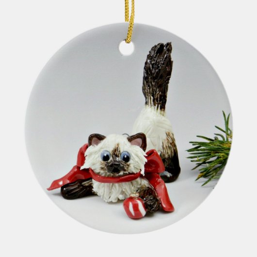 Himalayan Cat Sealpoint Keramik Ornament (Vorne)