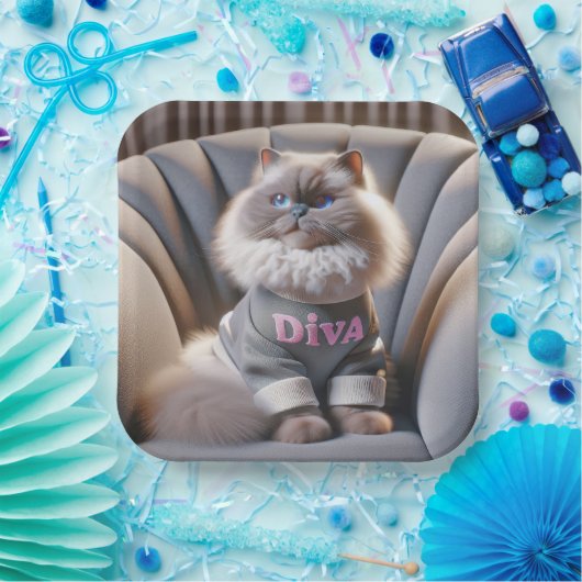 Himalayan Diva Cat Pappteller (Party)