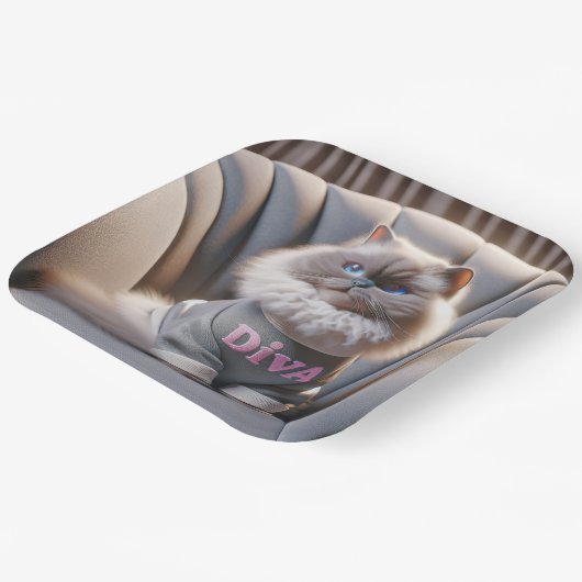 Himalayan Diva Cat Pappteller (Gewinkelt)