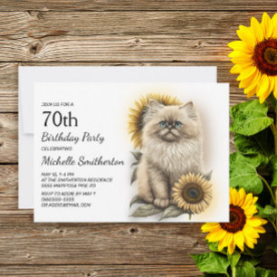 Himalayan-Kätzchen-Katze-Sonnenblumen 70. Geburtst Einladung