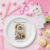 Himalayan-Kätzchen-Katze Sonnenblumen Geburtstagsn Pappteller (Party)