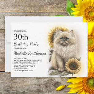 Himalayan-Kätzchen Sonnenblumen 30. Geburtstag Einladung