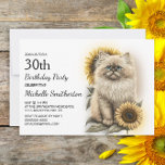 Himalayan Kitten Cat Sonnenblumen 30. Geburtstag Einladung<br><div class="desc">Schöne Himalayakkatze mit Sonnenblumen 30. Geburtstags-Party Einladung für Frauen. Diese Karte kann für jeden Geschmack jeden Alters konzipiert werden. Kontaktieren Sie mich für Hilfe bei Ihrer Anpassung oder um zusätzliche Matching- oder Koordinationsprodukte für Ihre Feier zu erhalten.</div>