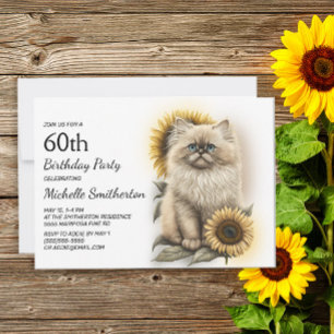 Himalayan Kitten Cat Sonnenblumen 60. Geburtstag Einladung