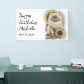 Himalayan Kitten Cat Sunflowers Happy Birthday Banner (Messeveranstaltung)