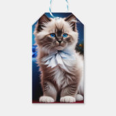 Himalayan Kitten Present blue bow Geschenkanhänger (Vorderseite)