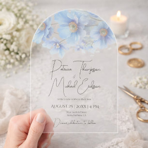 Himalayan Mohnblume Blaue Elegante Acryl-Hochzeit Acryleinladungen