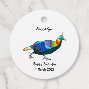 Himalayan-Monal-Vogel-Cartoon-Illustration Geschenkanhänger